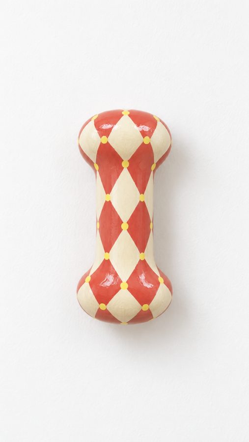 Red and cream harlequin letter